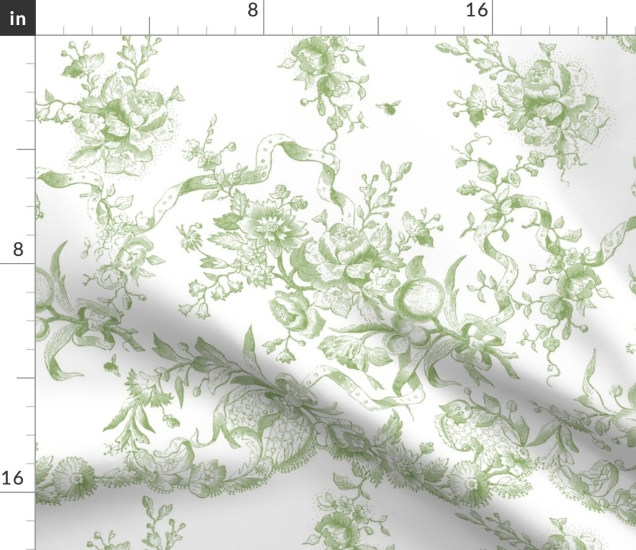 Victorian Toile Romantic Rococo French Country Cottage Botanical Floral Custom Printed Fabric by Spoonflower Various Fabrics by the Yard or Fat Quarter 8752580